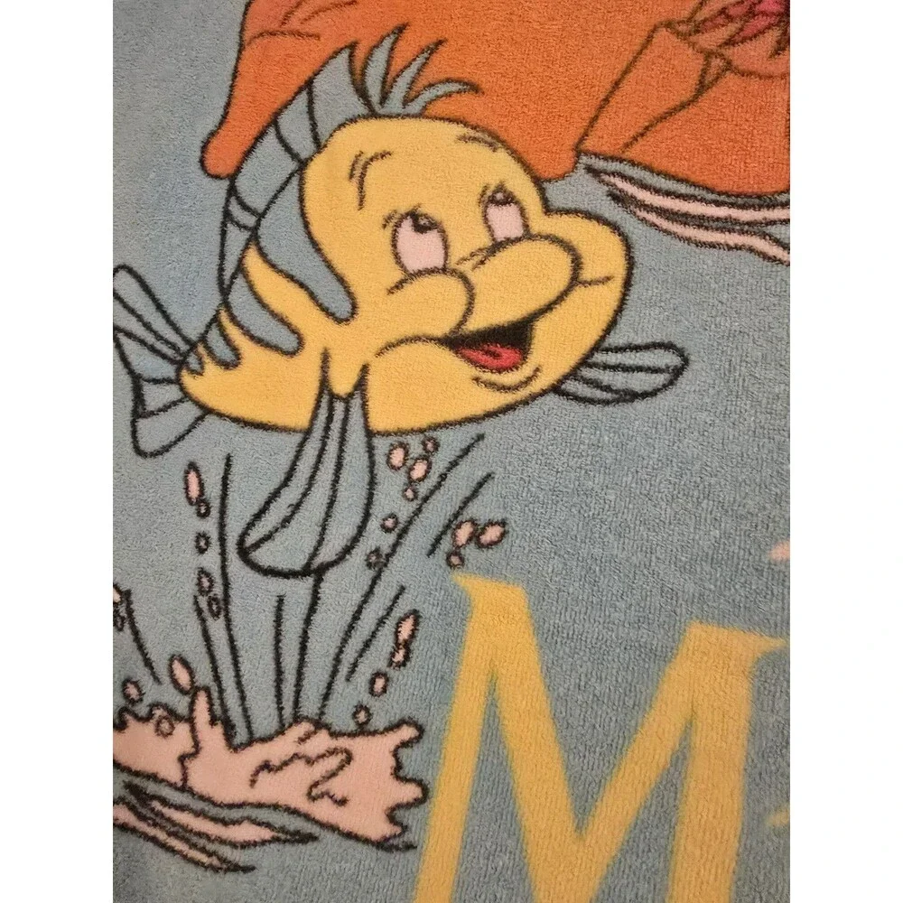 The Little Mermaid Vintage 90s Franco Disney Beach Towel 30x58 Triton Ursula